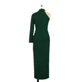 Am210821 one shoulder long sleeves slit banquet evening dress plus size women's dress party dress