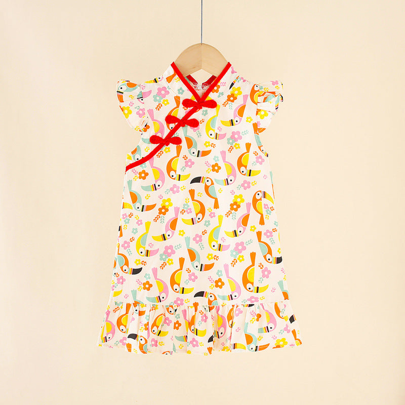 Girls' cheongsam dress -  summer new arrival, modernized ethnic style, chic summer dress, dropshipping available