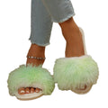 Cotton slippers for women, autumn and winter confinement, indoor home, fleece-linedheattech flip-flops, open long hair, thick sole fur shoes