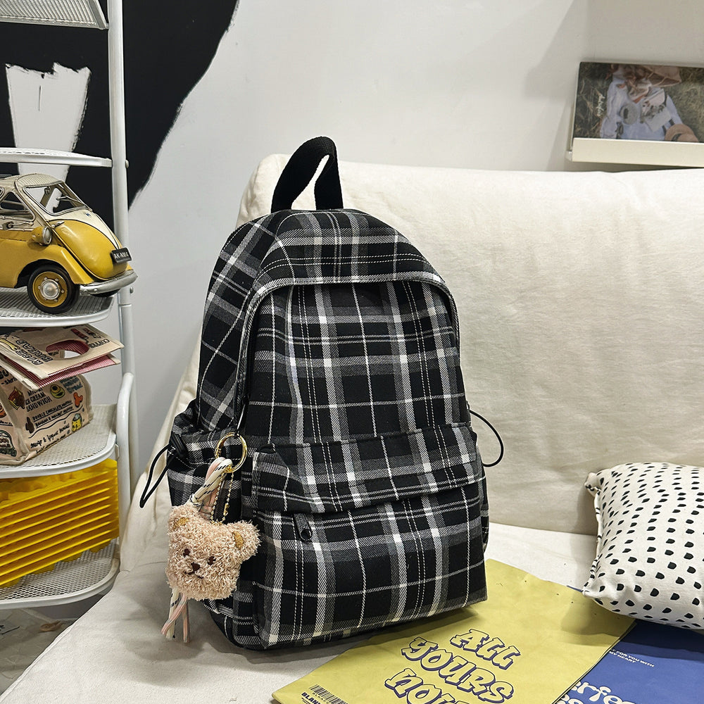 Schoolbag junior high school girls japanese style ins retro plaid college students simple and versatile k-style high school students backpack women