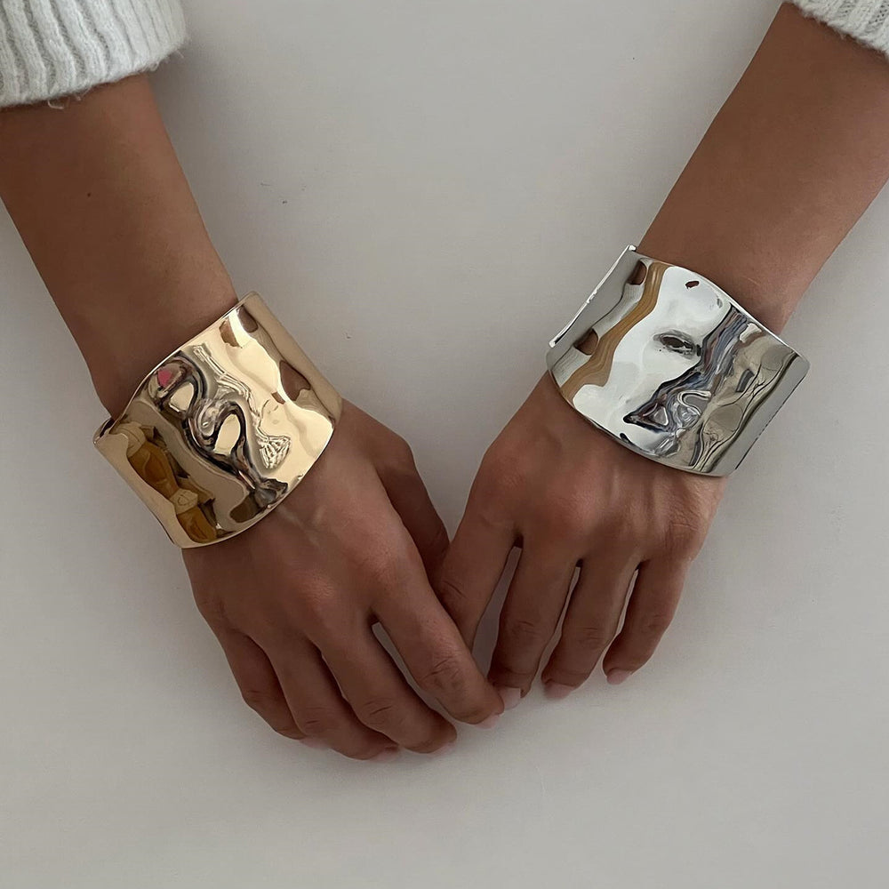 Open bangle wholesale: european & american cross-border statement jewelry, ancient forged alloy wide bangle, electroplated fashion bracelet for women
