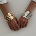 Open bangle wholesale: european & american cross-border statement jewelry, ancient forged alloy wide bangle, electroplated fashion bracelet for women