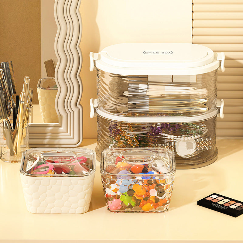 Customizable desktop storage box, multi-layer hair accessories, jewelry box, hair band, hair rope, hairpin, jewelry, transparent storage box.