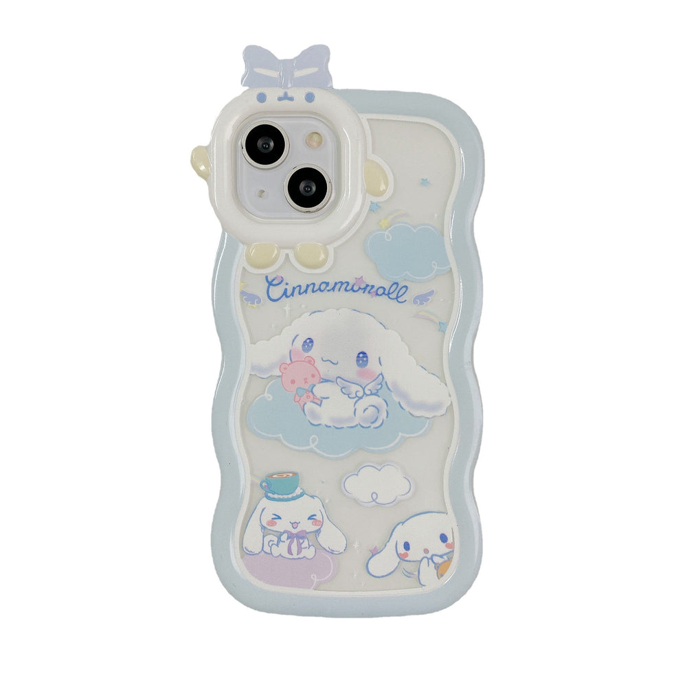 Wavy little monster case for apple iphone 16, iphone 12 pro cinnamoroll cartoon tpu glossy protective cover