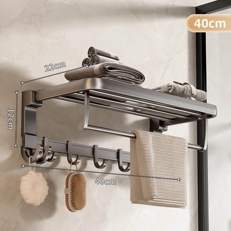 No punching gun gray towel storage rack bathroom space aluminum bath towel rack bathroom bathroom hardware pendant suit
