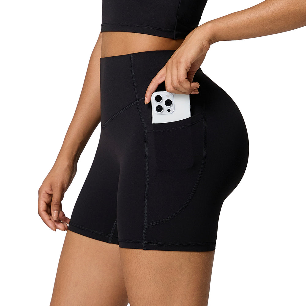 new arrivalhigh waist shaping yoga pants running fitness high elastic yoga shorts hip lifting tight flap pocket pants sports pants