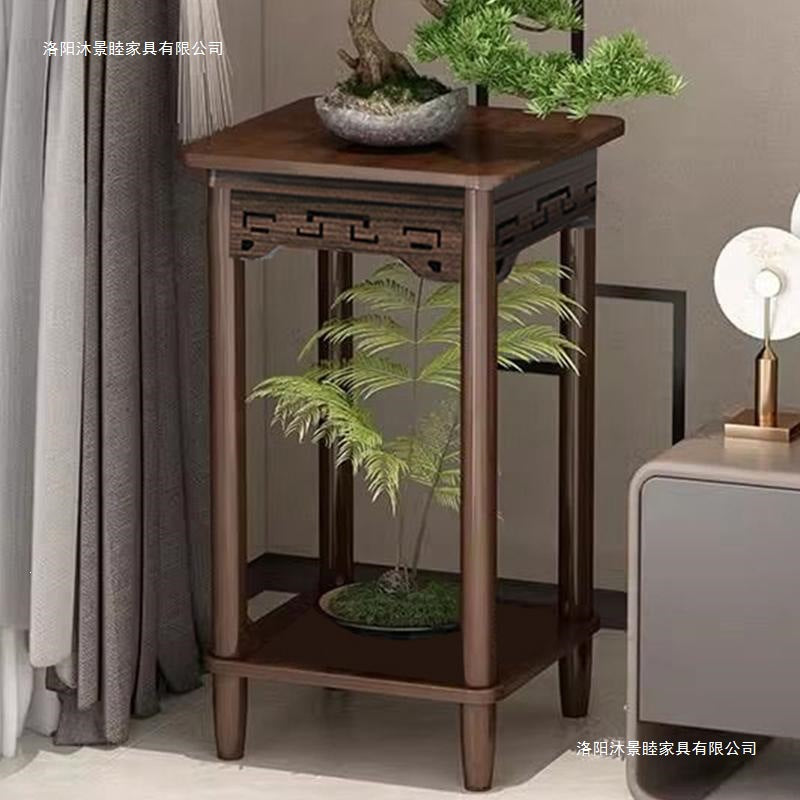 Pothos solid wood flower stand living room bedroom coffee table for homemovable small table sofa side table side cabinet extremely narrow coffee table stand
