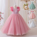 Girls' dresses  new collection: beaded birthday, piano recital, flower girl, runway performance, mesh princess dress for girls (sizes for mid-to-large children)
