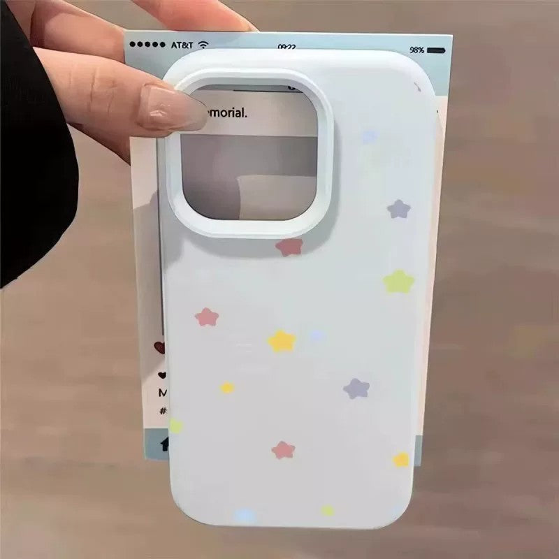 Macaron colorful little star print case for apple 17 pro max, girly iphone 18 soft case, 15