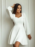 spring/autumn new arrivals: european and american style tenu white long-sleeve dress - perfect for cross-border  sales