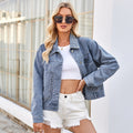 European and american clothing cross-border spring new style  independent station washed loosecasual punk studded denim outwear