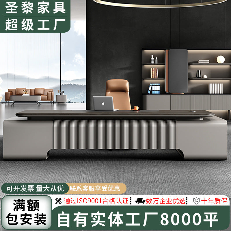 President's desk, executive desk, ceo desk, minimalist luxury chairman's office furniture, high-end office desk and chair set