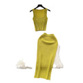 Hong kong style retro hot girl outfit - women's summer cropped tank top & high-waisted midi skirt knit two-piece set