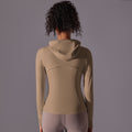 New women's seamless hooded yoga top - long sleeve, quick-dry, zip-up activewear for running and fitness