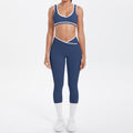 European and american sexy open-back crisscross high-waisted tight butt-lifting activewear set - color block, barely-there feel, running, fitness, yoga outfit for women