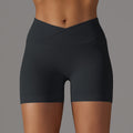 European and american high-waisted stretch running & fitness shorts - criss-cross waist, peach lift, tight-fit yoga pants, seamless athletic shorts