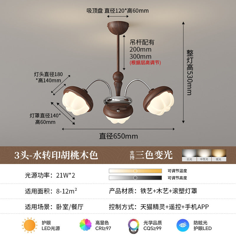 Medieval style walnut pattern retro flower living room chandelier French cream high-end bedroom dining room lighting new