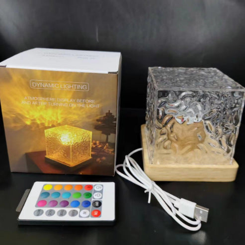 dynamic light and shadow atmosphere lamp imitation log rotating water pattern lamp flame night light dynamic lighting