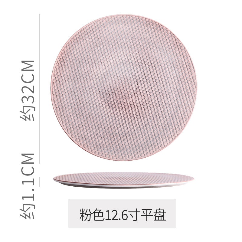 Ins embossed steak plate western dinner plate high-end creative home ceramic pasta dessert pastry wedding presentation plate