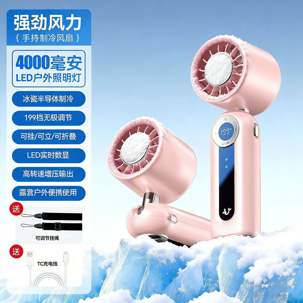 2026 new handheld neck fan with digital display, usb rechargeable, mini portable outdoor camping fan - powerful wind, low power consumption