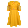 Am040726bows see-through lantern sleeve dress party waist a-line skirtyellow skirt
