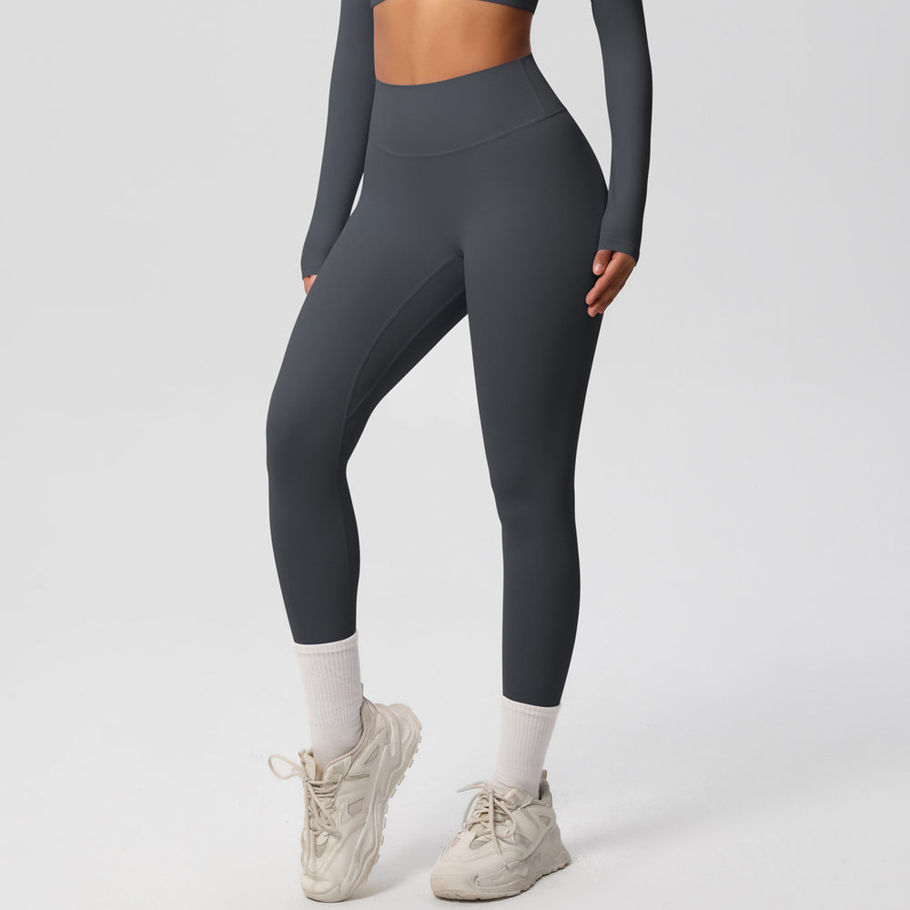 Ready-to-ship cross-border double-sided brushed, form-fitting, breathable solid color training yoga set, eight-piece athletic running fitness outfit for women