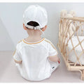 Newborn infant romper short sleeve pullover unisex baby loose fit fashion sports jumpsuit outing crawling suit
