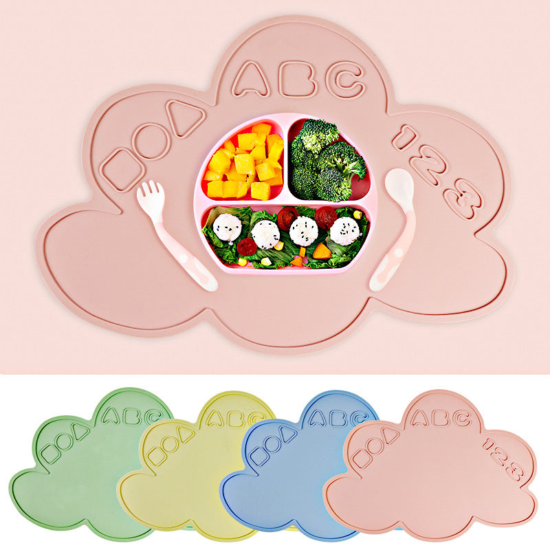Children's cloud silicone placemat, infant and toddler learn to eat, thermal insulation mat, table mat, waterproof and non-slip mat, baby artifact