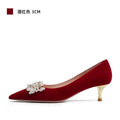 2024 spring/autumn new women's pointed-toe stiletto heels, beaded suede sweet formal party dress shoes, elegant wedding shoes for women