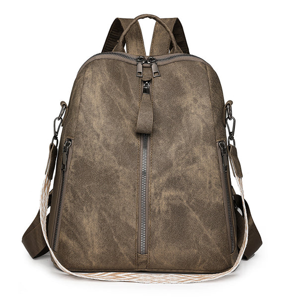 Women's backpack women's 2025 new pu outdoor retro soft leather casual backpack European and American fashion multi-purpose commuter bag