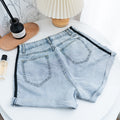 Xintang denim shorts women's summernew arrivalk-stylefashion washed blue gray three-quarter pants rolled feet silm shorts