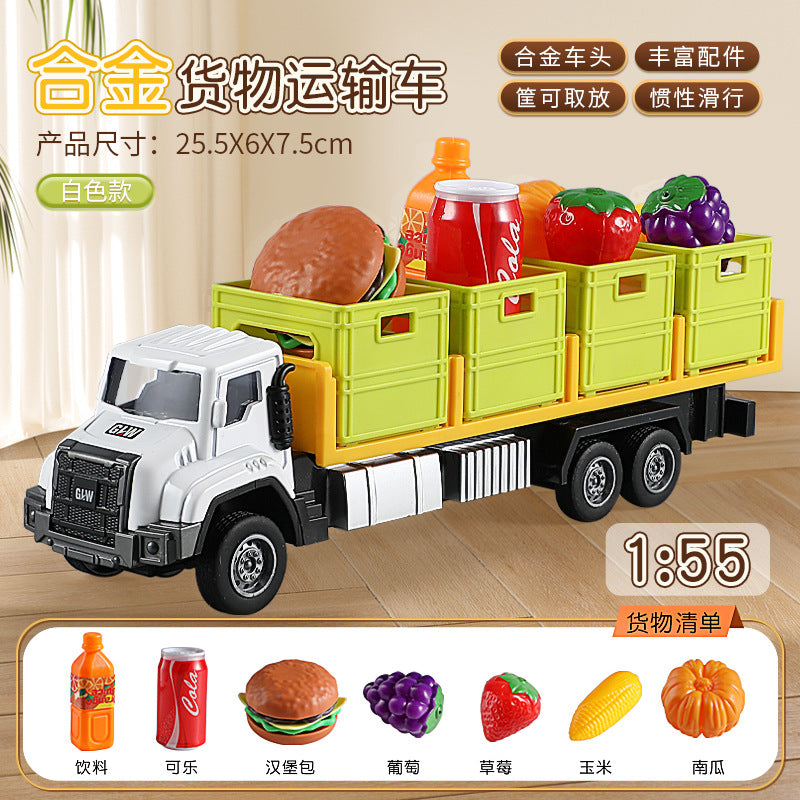 Play house large alloy transport truck large truck toy boy artificial engineering trailer kids car model