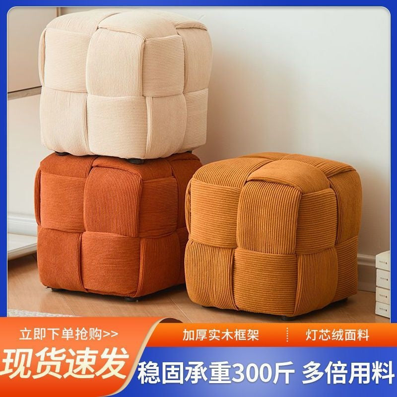 Popular simple sitting stool square stool accessible luxury low stool door changing shoes makeup stool for home living room coffee table sofa footrest