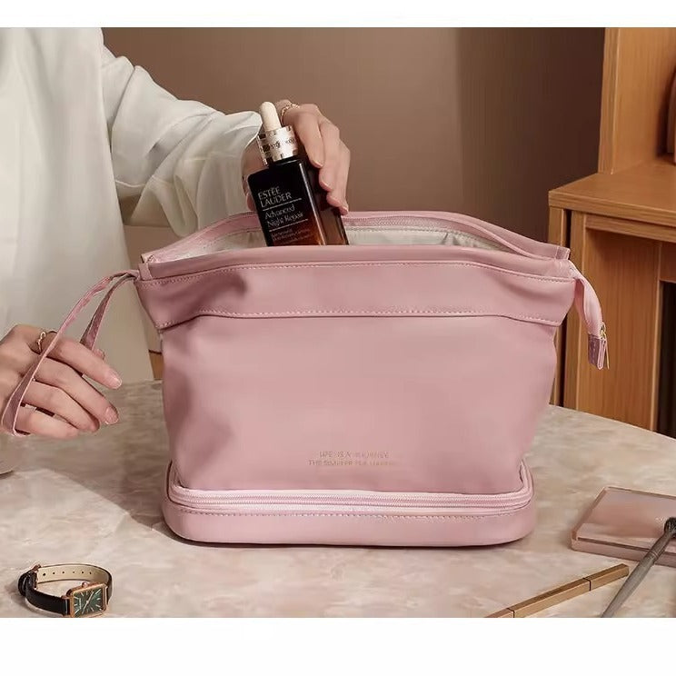 2023 new large-capacity, giant pack! Cloud double-layer cosmetic bag women's portable cosmetics storage box bag