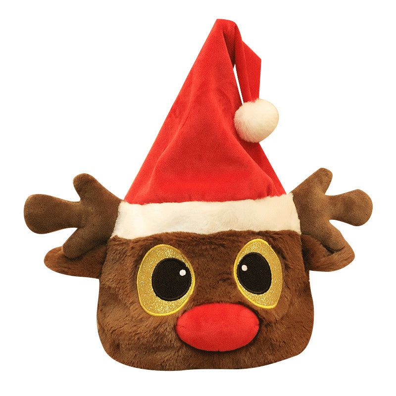 Christmas atmosphere hat - adult & kids cartoon style - santa & snowman - swaying, singing, musical, and light-up