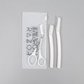 Cpe zipper bag - milky white 1 long 115#+1 short 111#+eyebrow scissors