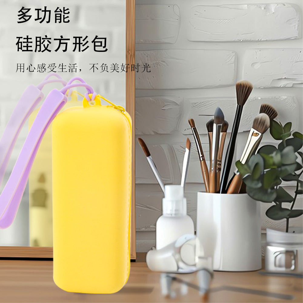 Simple mini portable creative silicone storage bag cosmetic bag portable pencil bag rectangular silicone bag