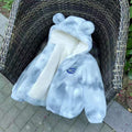 Winter fur faux fur kids' coat - warm, thickened, plush, faux rabbit fur hooded cotton-padded jacket for girls (mid-size)