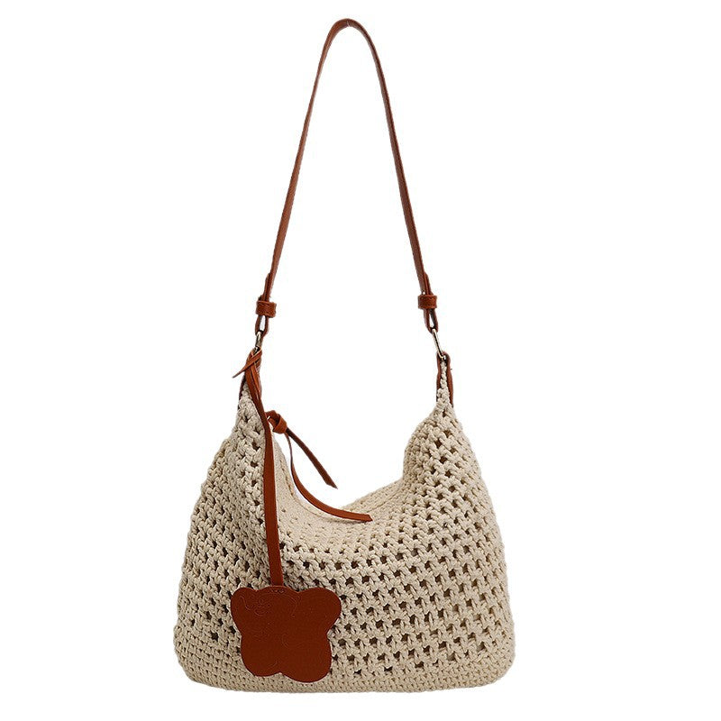 2026 new cross-border summer woven bag women's trendy fashionable literary tote bag large capacity shoulder bag