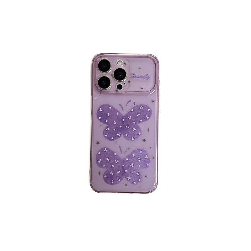 Purple glitter butterfly instant transformation case for iphone 17, apple 16, drop-proof full coverage soft case for girls, iphone 15 compatible