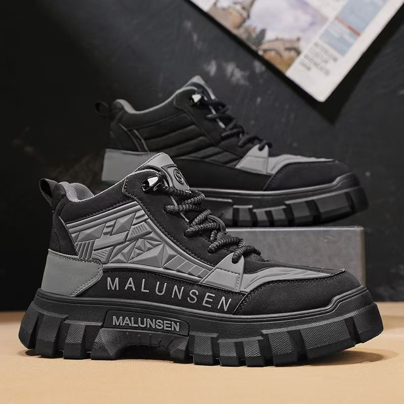 Boots men's high-top spring american retro motorcycle workwear boots outdoor hikingwaterproofnon-slipthick sole labor protection shoes