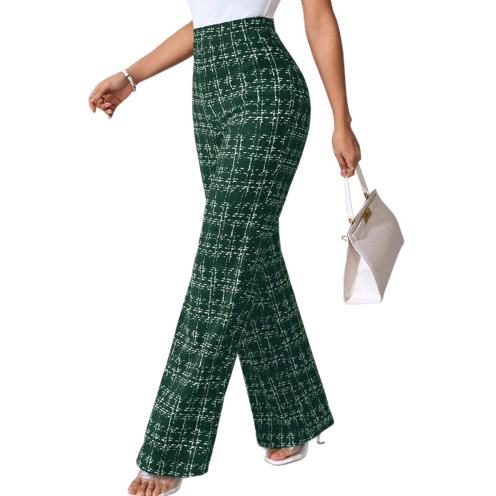 2025 summer european and american cross-border amazon hot-selling women's fashion casual plaid print trousers