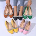export plus size casual flats women's  spring pointed toe comfortable rhinestone low heel flat shoes wholesale