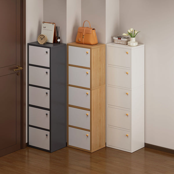 Shoe cabinet narrow and high vertical door household multi-layer storage integrated against the wall 2025 new home entrance indoor shoe rack