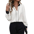 Shipped:  european and american cross-border new fashion v-neck button-down long sleeve top