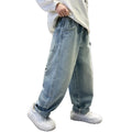 Boys' denim jeans - spring/autumn collection,  new arrivals. kids' pants for mid-to-large children, spring loose fit straight leg trendy jeans