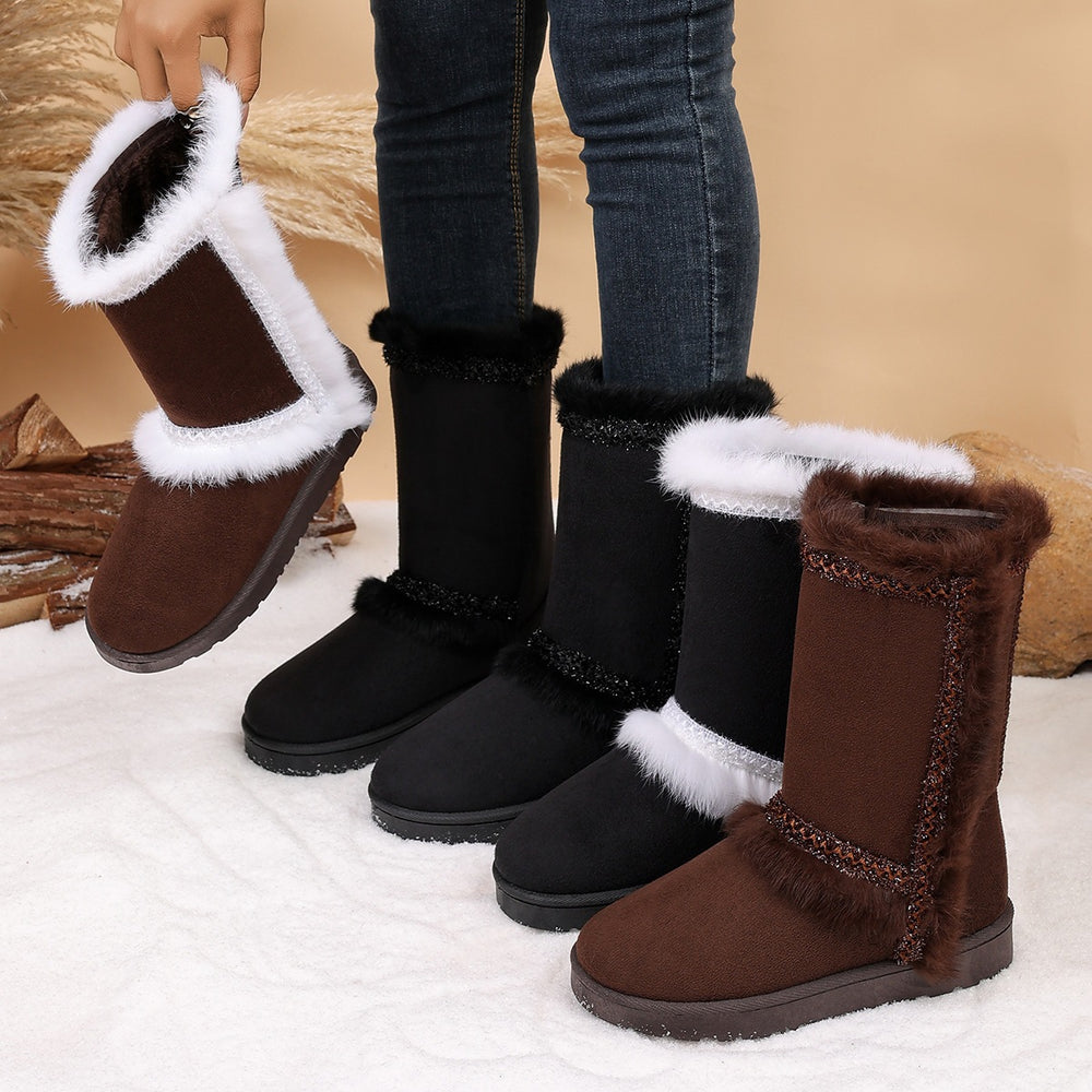 Exportthick sole snow boots fur all-in-onewinter style fleece-linedthickenedpetitesheattechnortheast cotton shoes knee high boots