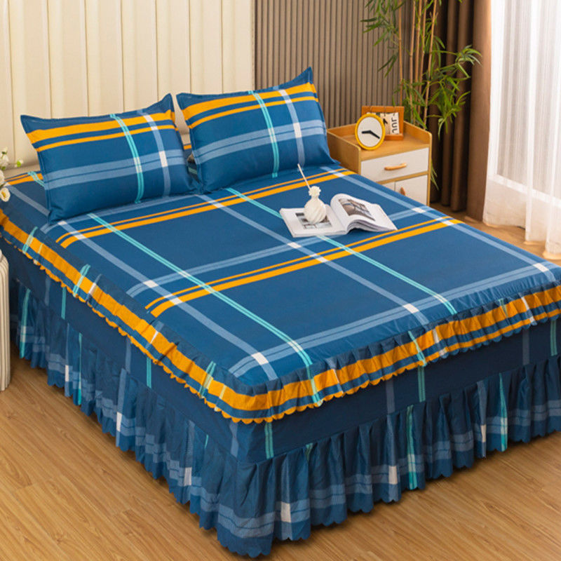 Korean style bed skirt bedspread single piece princess style bed skirt bed cover fitted sheet no pilling no shrinkage casual double 1.8m