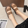 Non-slip spring and summer new arrival british style flip-flops women's thick sole british buckle roman sandals women's slippers new arrival