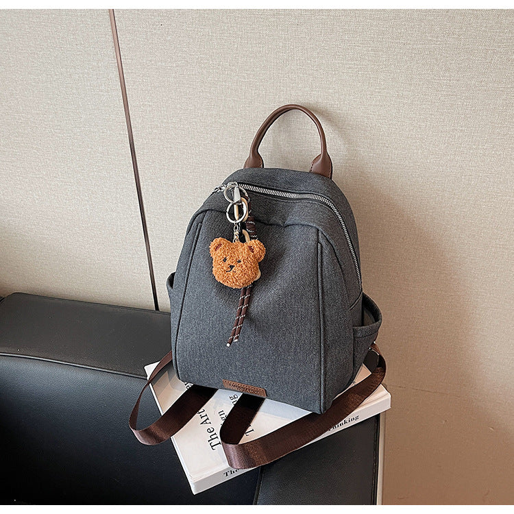 Cross-border contrasting color girls backpack 2025 new large-capacity commuting class simple shoulder bag backpack